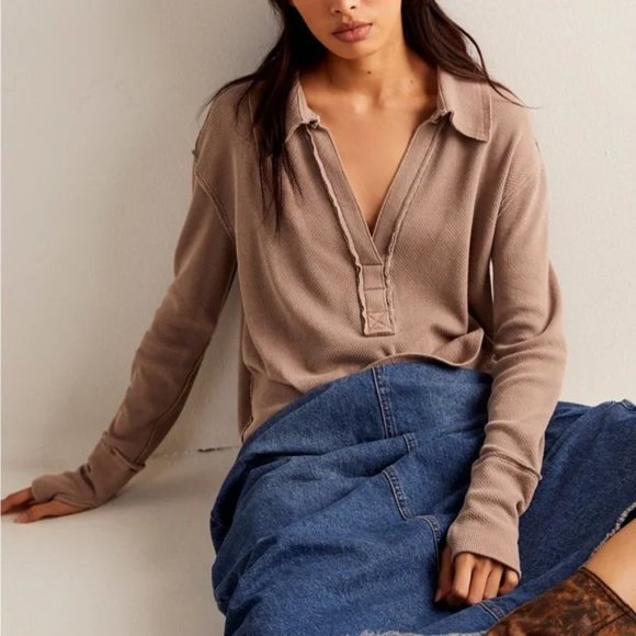 NEW! Free People Anakin Thermal Cashmere Brown Colorway - Picture 1 of 5